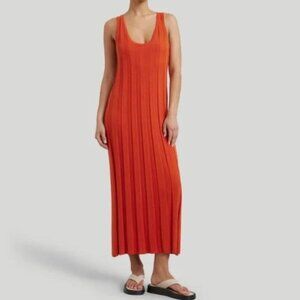 Modern Citizen Anina reversible wide rib linen-blend dress rust orange knit XL